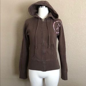 Volcom Brown & Pink Zip Up Hoodie